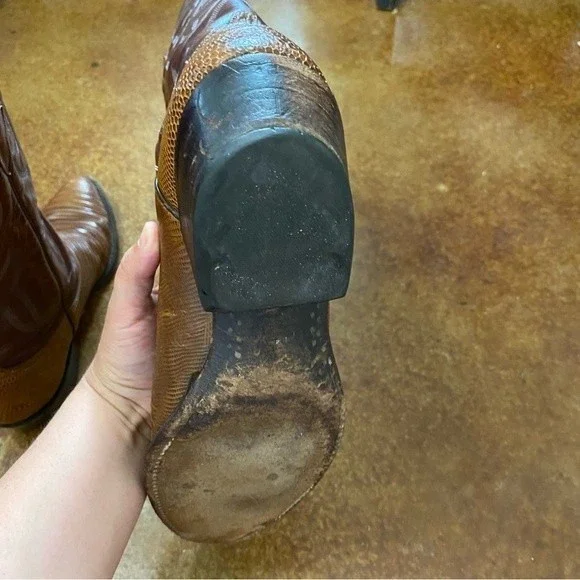 Vintage Lucchese Classic Western Lizard Boots L6089 24 Size 9.5 D